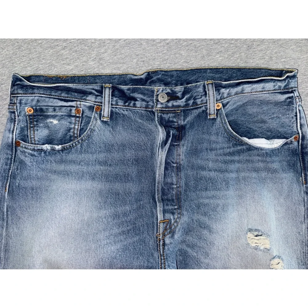 Levis 501 CT Mens Tapered Blue Distressed Jeans Size 36x30 Streetwear Vintage